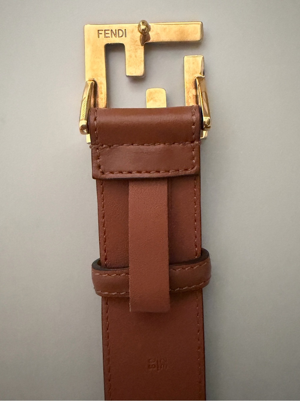 Fendi Brown Leather Belt with Gold FF Logo Buckle - Picture 3 of 7
